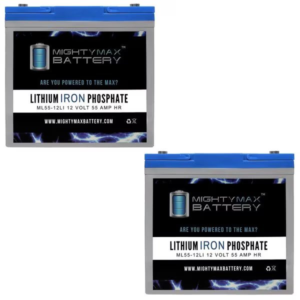 12V 55AH Lithium Replacement Battery Compatible with MP11 Travel Ease Wheelchair - 2PK, Mighty Max Battery, Mfr#: MAX3989442